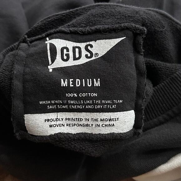 GDS University Iowa Hawkeyes Sweatshirt Womens M Black White Cotton Distressed - Picture 8 of 8